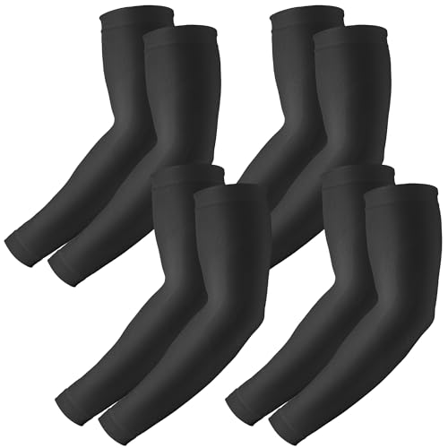 UV Sun Protection Arm Sleeves - 4 Pairs Black for Men & Women