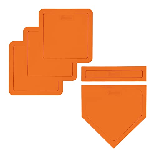 Baseball Bases Set with Home Plate & Pitcher's Rubber - Orange
