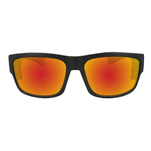 BOMBER Tiger Safety Sunglasses with Matte Black Frame, Red Mirror Lens, Safety Sunglasses - TR103-RM