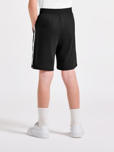 Boys Athletic Soccer Shorts - Elastic Waist, 5-6 Years, Black
