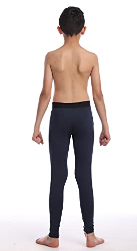 Boys Athletic Compression Pants - Thermal Soccer Hockey Tights - 10 Navy