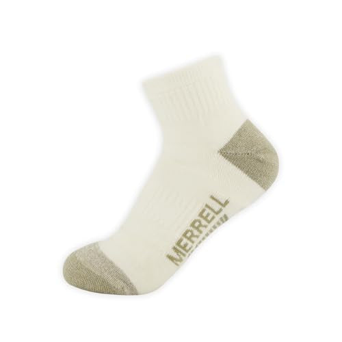 Merrell Unisex Moab Hiking Ankle Socks Small-Medium Oatmeal Heather Full Cushion with Arch Support