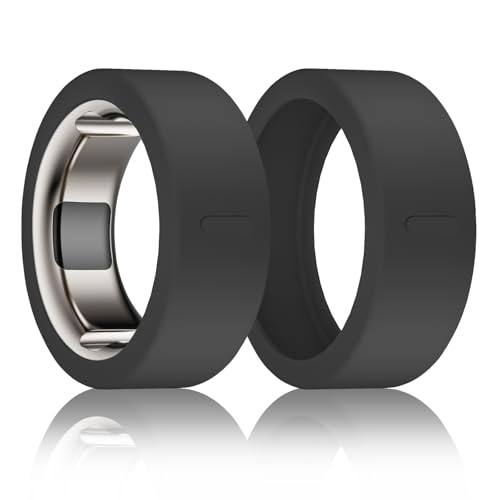 Silicone Smart Ring Protective Cover - Black, Size M for 11-13