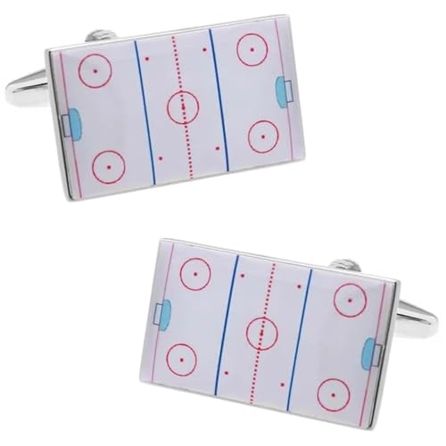 Ice Hockey Cufflinks - White Brass with Bullet Back Closure