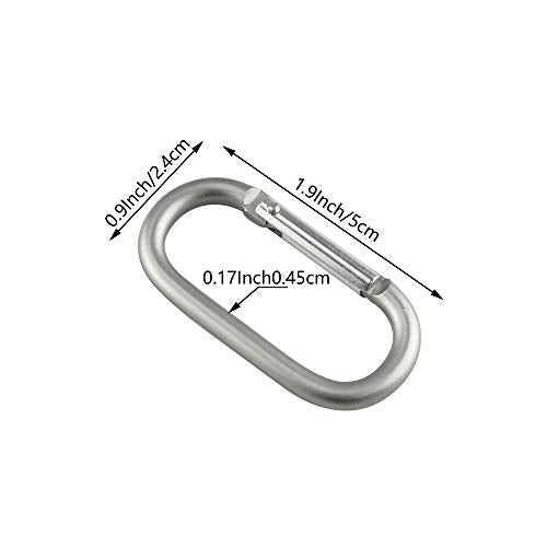 Aluminum Oval Carabiners Clips - 6 Pack Grey Keyring Hooks
