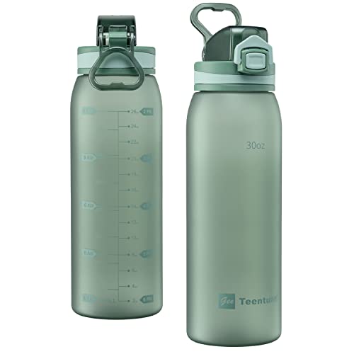 Teentumn 30oz Tritan Water Bottle with Time Marker - Midnight Green