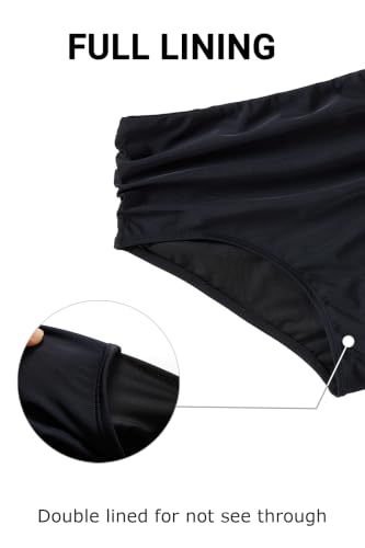 Daci Women's Mid Rise Full Coverage Bikini Bottom - Large Black Swimwear