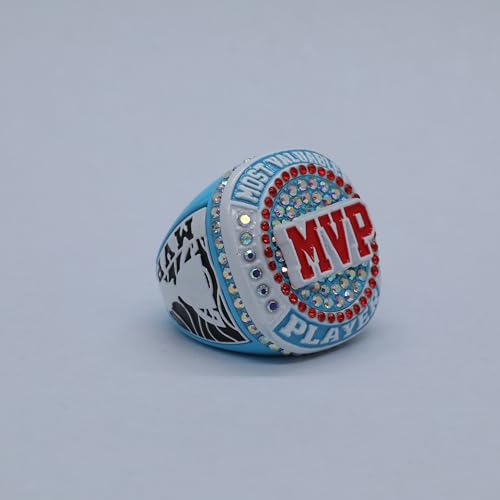 MVP Championship Ring for All Sports - Size 9.5 - Light Blue & White