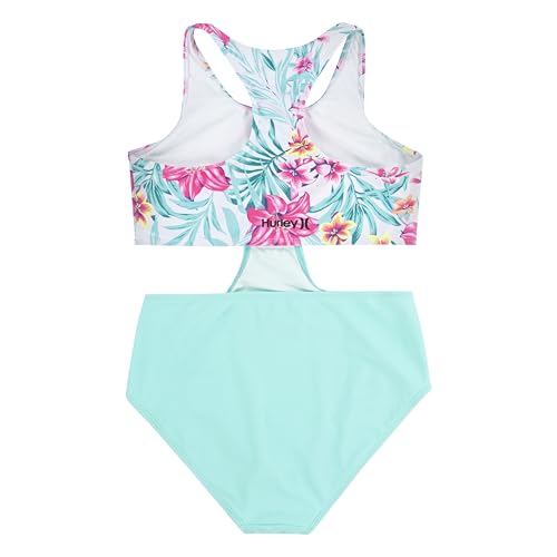 Girls' 1-Piece Cut Out Swim Suit - Medium / Aurora Green