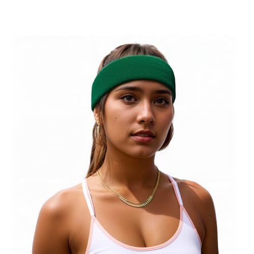 Extra Thick Long Cotton Sweatband - Green, 9 Inch
