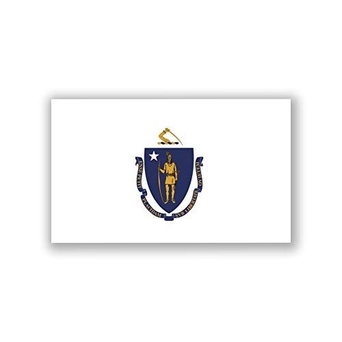 Massachusetts State Flag Decal Stickers - 2-Pack, 5x3 Inches
