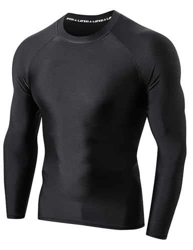 Men's UPF 50+ Black Long Sleeve Rash Guard Swim Shirt - Large