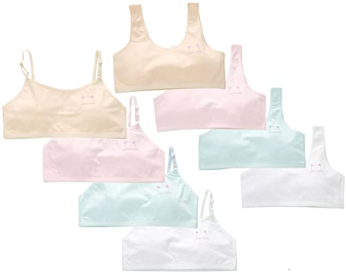 Herepai Cotton Training Bras for Girls 10-12 Years Seamless Cami 8 Pack