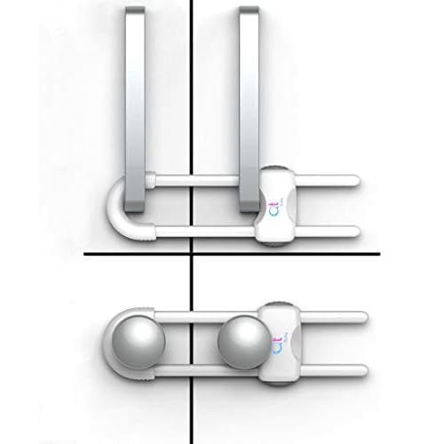 Pack of 12 - Baby Proofing Cabinet Locks Adjustable U Shaped Baby Safety Latches for Drawers, Fridge, Closet Modern Baby Proofing Cabinet Lock with Extra Secure Lock Buttons (White)