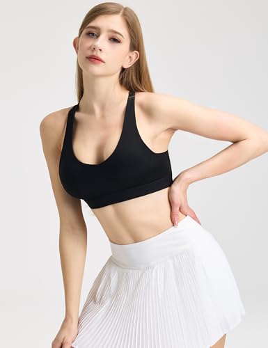 Padded Criss Cross Back Sports Bra - Black, Large