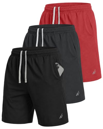 Men's Athletic Shorts 3-Pack Breathable Mesh Loose Fit Running Gym Workout