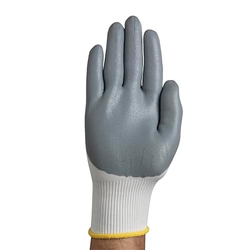 Ansell HyFlex 11-800 Nylon Glove, Gray Foam Nitrile Coating, Knit Wrist Cuff, Medium, Size 8 (Pack of 12)