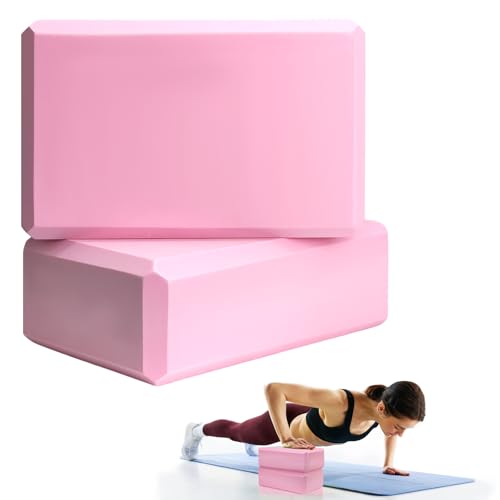 Yoga Blocks - 2 Pcs Foam Blocks for Meditation & Stretching - Pink