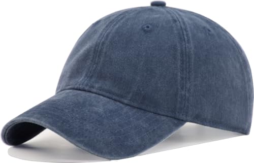 TSSGBL Vintage Cotton Washed Baseball Cap Small-Medium Navy Unstructured Low Profile Dad Hat for Men Women