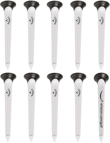 Plastic Golf Tees - 10 Pack Black/White for Low-Spin Launch