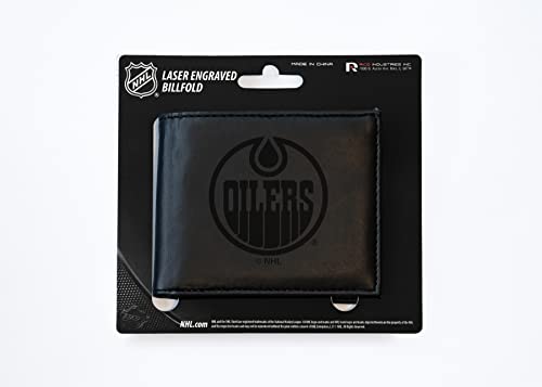 NHL Laser Engraved Billfold Wallet - Edmonton Oilers Black