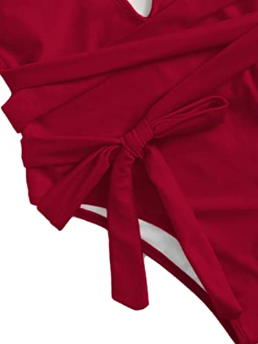 Lilosy Red Medium One-Piece Sexy Swimsuit for Women - Plunge Bathing Suit