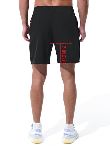 Men's Athletic Shorts - Quick Dry Running Shorts 7 Inch - Black