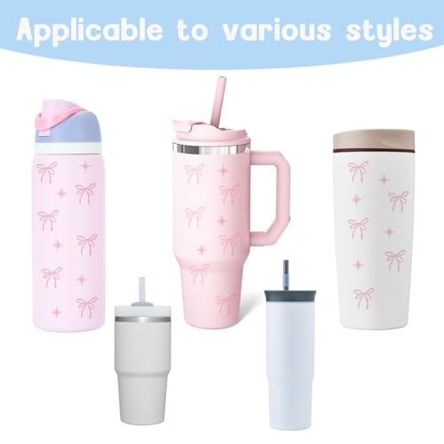 Bow Stickers for Owala Water Bottle - Pink Bow & Star Design, Blue