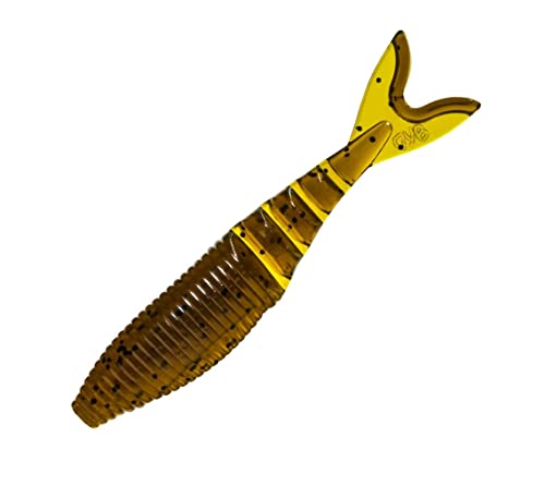 Zako Swimbait - Green Pumpkin with Black Flake, 4 Inch (6 Pack)