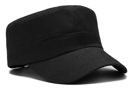 Black Unisex Military Style Cadet Cap - One Size Army Hat