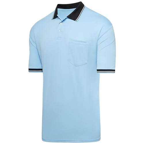 Short Sleeve Polo Umpire Shirt for Baseball & Softball - X-Large Light Blue