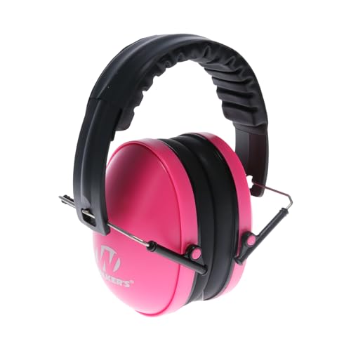 Pink Walker's Youth & Women's Folding Hearing Protection Earmuffs - Low Profile, Adjustable Headband