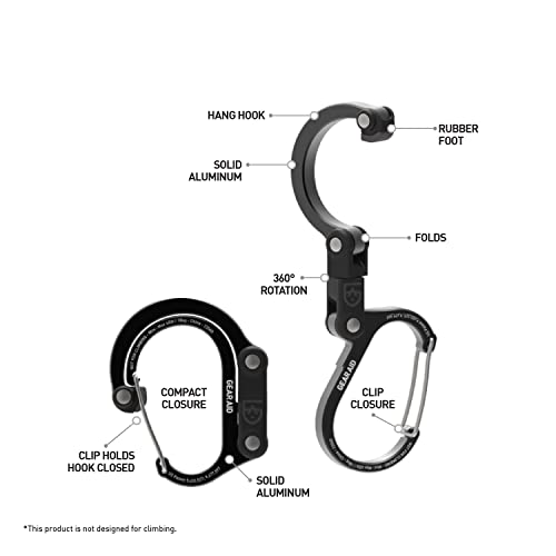 Gear Aid HeroClip Mini 360° Swivel Carabiner Clip & Hook - Black & Blue, 2 Pack