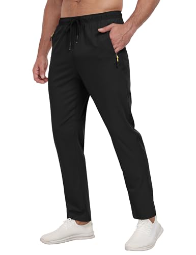 Zoofly Men's Black Athletic Jogger Pants - Breathable, Quick Dry, Water Resistant, Large