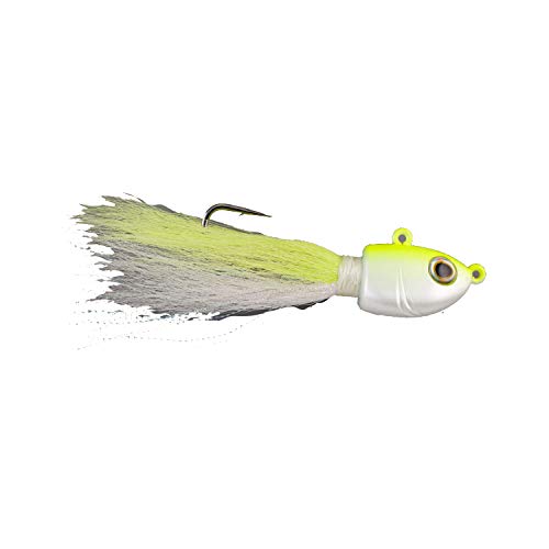 Bucktail Fishing Bait Jig - White, 1 oz, 6/0 Hook Size