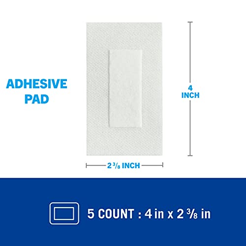 All-in-One Adhesive Wound Dressing Pads, 2.375 x 4 Inch, 5 Count