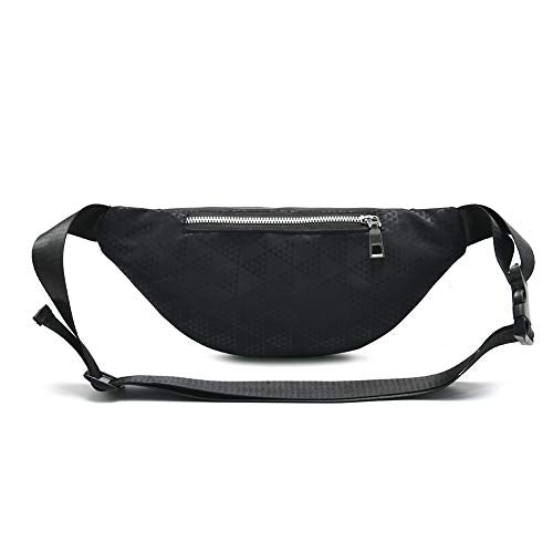 Water-Resistant Waist Bag - 3 Pocket Fanny Pack with Adjustable Belt - Black