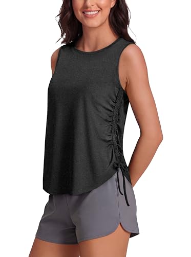 Women's Workout Tank Top - Pilates Gym Summer Clothes, Large - Black
