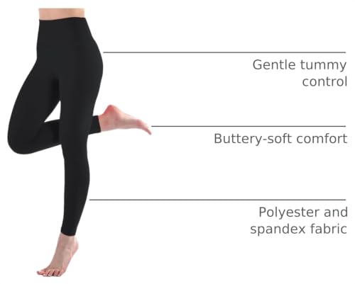 High Waisted Leggings for Women - Full Length - Black, Large/X-Large