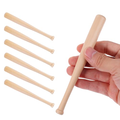 Mini Wooden Baseball Bats - 6 Inch Unfinished Craft Set (6 Pcs)
