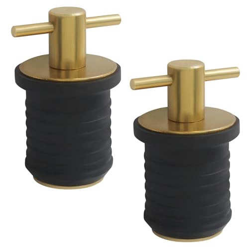 1 Inch Brass Boat Drain Plug - T-Handle Design, 2 Pack