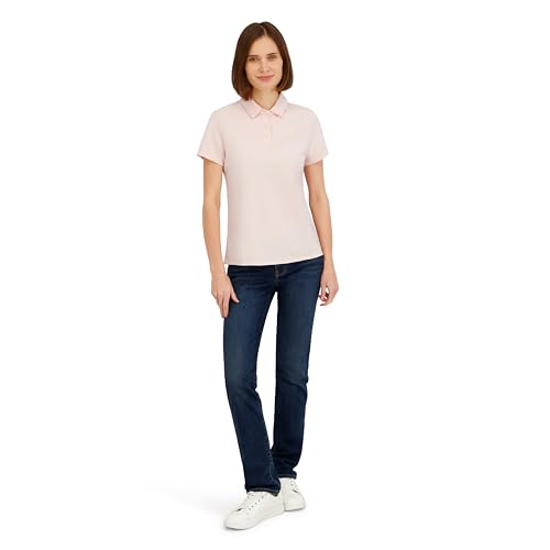 Women's Short Sleeve Jersey Polo Top - Medium / Peach Blush