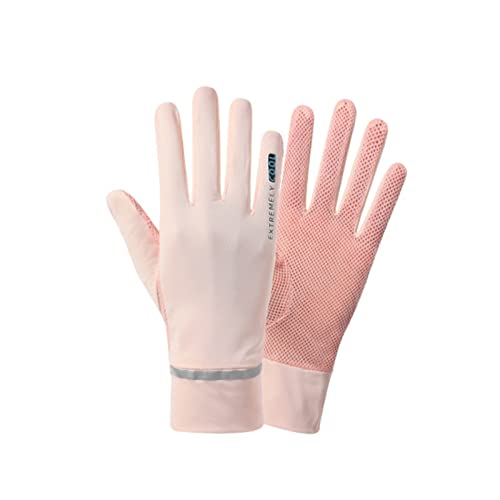 UV Protection Fingerless Gloves for Women - Pink Mesh