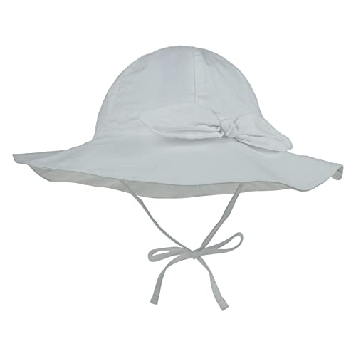 Toddler Sun Hat with Wide Brim - UPF 50+ Adjustable Bow Bucket Hat - White, 2-5 Years