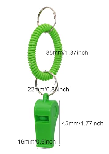 Loud Plastic Sport Whistle Set with Stretchable Wrist Keychains - 6 Colors