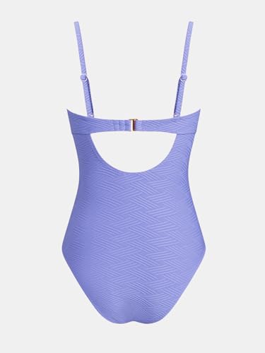 CUPSHE Women's Purple One-Piece Swimsuit Scoop Neck Textured Bathing Suit Medium
