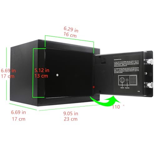 Key and Electronic Security Safe Box Digital Deposit Box for Home Office Hotel Business Lock Box for Cash Jewelry Storage (Black, 0.17 Cubic Feet)