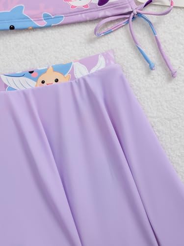 Girls' 2-Piece Tankini Swimsuit with Skirt - Purple Fish, 13-14 Years