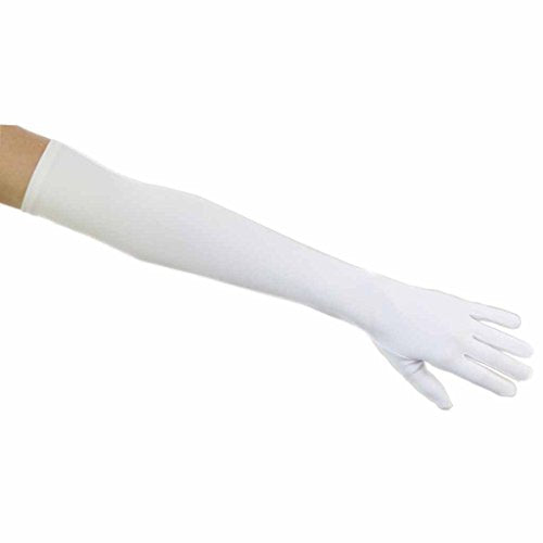 Matte Satin Opera Length Gloves - Elegant White Stretch Evening Gloves