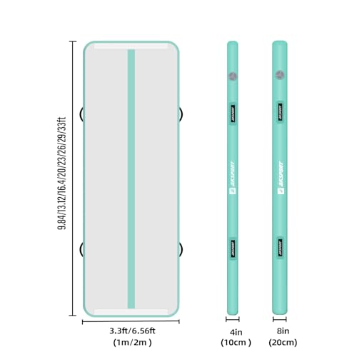 Inflatable Gymnastics Air Mat - 10ft Tumble Track - Mint Green